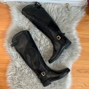 Hunter Refined Quilted Gloss Black Tall Rain Boots